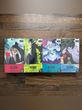 Disney Villains Collector’s Puzzle Set – 4 Pack (1000 Pieces Each) | NIB